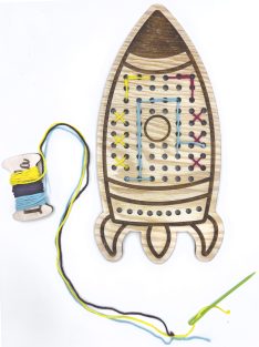 Wooden lacing shapes – MiniDots – Rocket